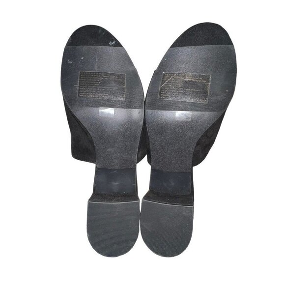 American Eagle Women Black Suede Slip On Mule Block Heel Open Toe Size‎ 9 Shoe - Picture 7 of 10